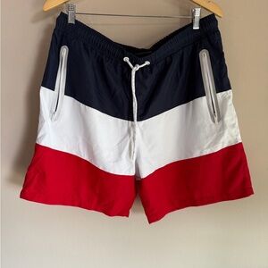 CSG Starboard Board Shorts Mens XL Navy White Red Colorblock Swim Trunks 1805446